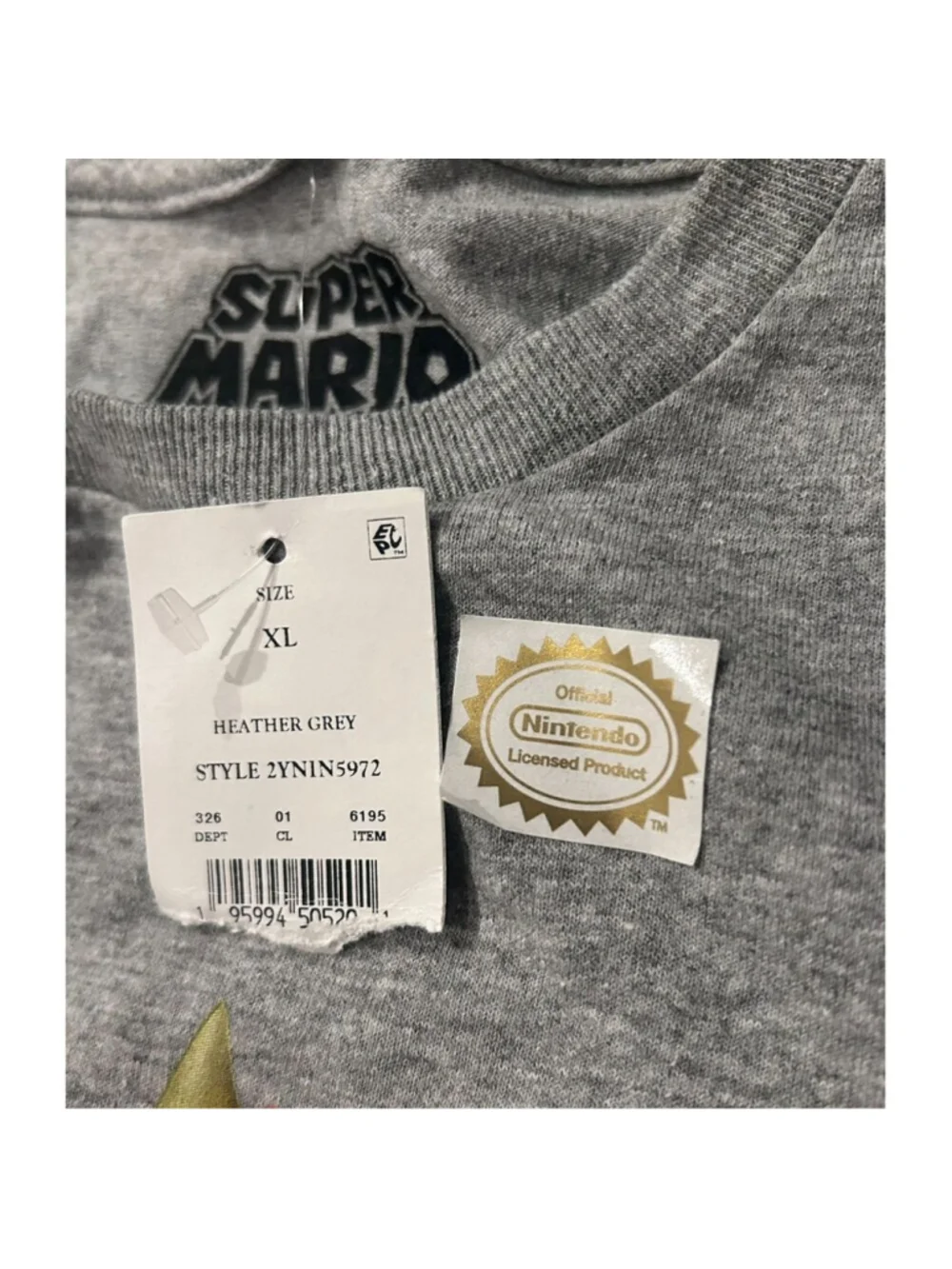 Super Mario Nintendo T Shirt XL Heather Gray Licensed Character Tee